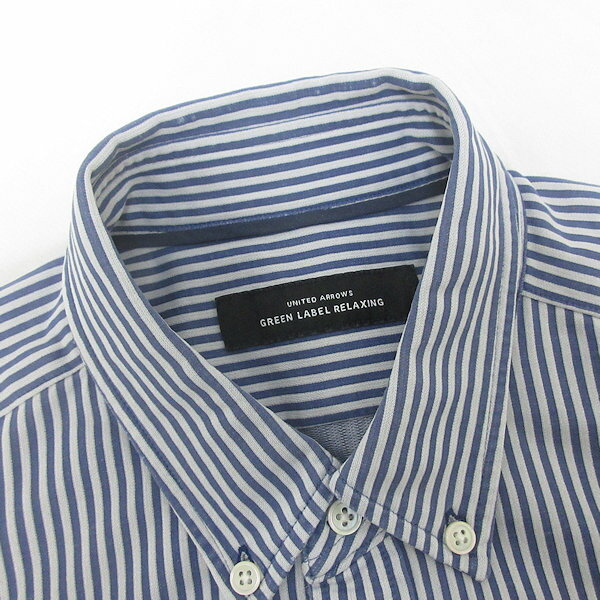 G■ユナイテッドアローズ/UNITED ARROWS GRL 長袖BDシャツ/ストライプ柄【M】紺/men's/76【中古】■