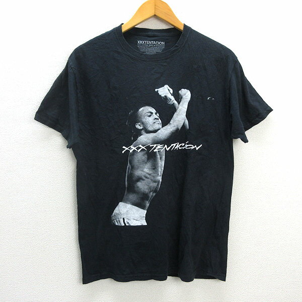 k■US古着■XXXテンタシオン/XXXTENTACION フォトプリントTシャツ【MD】黒/MENS■72【中古】