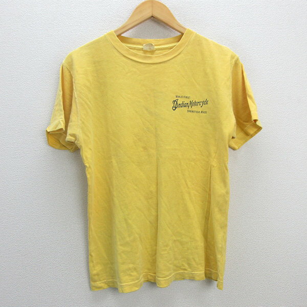 z■インディアン/INDIAN 半袖プリントTシャツ【M】黄/men's/91【中古】■