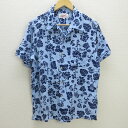 H■ハワイアン/Hawaiian ALOHA TROPICAL 半袖アロハシャツ レーヨンシャツ【L】水色/MENS■126【中古】