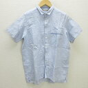 G■ナノユニバース/nano universe 半袖シャツ/リネン【S】青系/men's/133【中古】■(4)
