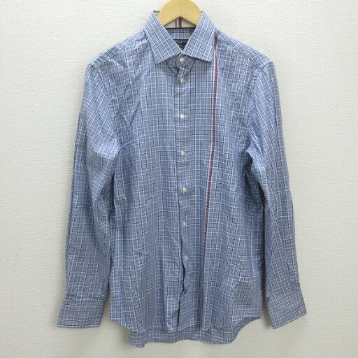 G■トミーヒルフィガー/TOMMYHILFIGER 長袖シャツ/チェック柄【40】青系/men's/138【中古】■ G■トミーヒルフィガー/TOMMYHILFIGER 長袖シャツ/チェック柄【40】青系/men's/138【中古】■
