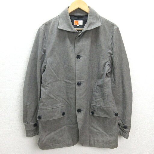 H■ゼニア/EZ by zegna ハーフ丈 シングルボタンコート【L】灰色/MENS■109【中古】 H■ゼニア/EZ by zegna ハーフ丈 シングルボタンコート【L】灰色/MENS■109【中古】