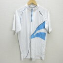 G■ツアーステージ/TOURSTAGE 半袖モックネックハーフジップシャツ/ゴルフウェア【L】白/men's/50【中古】■