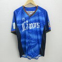 G■Majestic社製/埼玉西武ライオンズ レプリカユニホーム/応援グッズ■【L】青/MENS/野球/59【中古】■