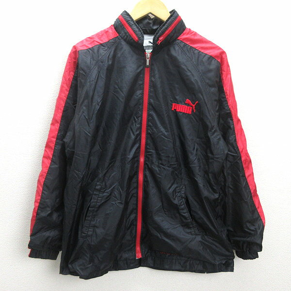 D■90s■プーマ/puma ナイロンジャケット/トレーニングウェア【M】黒/MENS/113【中古】