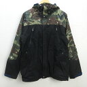 H■ポンタペス/PONTAPES カモフラ柄 スノーボードジャケット ウインターウェア【M】黒/迷彩/MENS■16【中古】