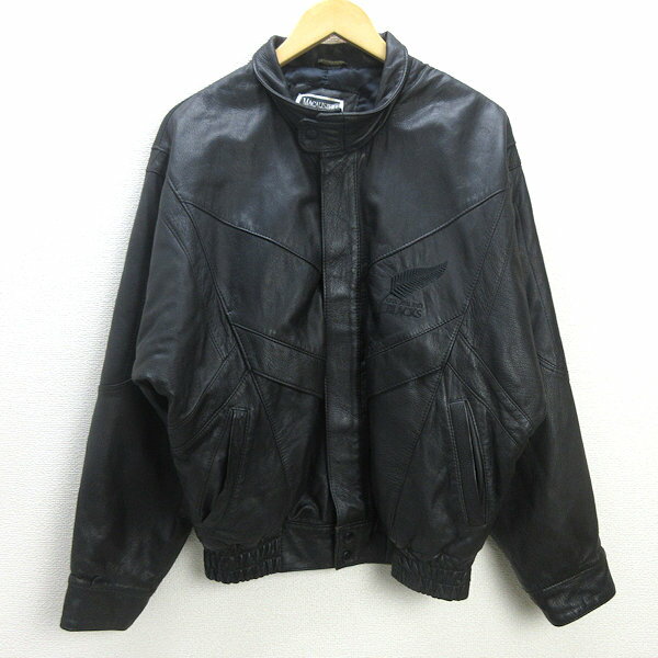D■MACALISTERS NZ代表 ALL BLACKS レザージャケット JKT【XS】黒/MENS/125【中古】