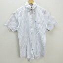 G■バーバリー/Burberry Blacklabel 半袖BDシャツ/ストライプ柄【39】白青/men's/34【中古】■