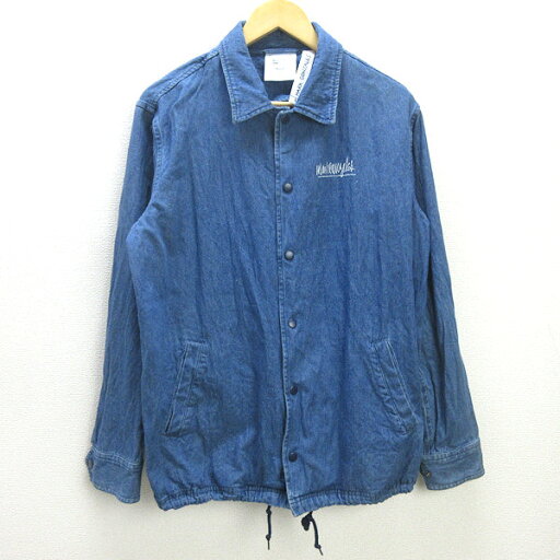 Q■マークゴンザレス/MARK GONZALES デニム コーチジャケット■紺【 L 】MENS/23【中古】 Q■マークゴンザレス/MARK GONZALES デニム コーチジャケット■紺【 L 】MENS/23【中古】