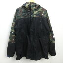 D■ポンタペス/PONTAPES カモフラ柄スノーボードジャケット/ウインターウェア【XXL】黒/カーキ/MENS/98【中古】