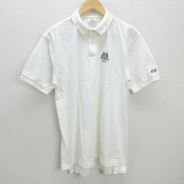 G■クレイジーシャツ/crazy shirts 半袖ポロシャツ/鹿の子地【M】白/men's/118【中古】■