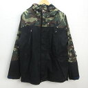 Q■ポンタぺス/PONTAPES 迷彩柄 スノーボードジャケット■黒【メンズL】MENS/40【中古】