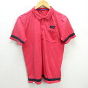 G■ナイキ/NIKE GOLF DRY-FIT 半袖ポロシャツ/ゴルフウェア【L】赤/men's/73【中古】■