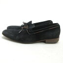 H■【24.5cm】ランバン/LANVIN COLLECTION スエードローファーシューズ/黒/MENS■36【中古】