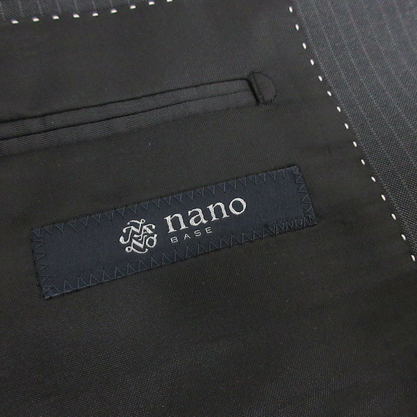 H■ナノユニバース/nano BASE nano universe ストライプ柄 テーラードジャケット背抜き仕立て【XL】灰色/MENS■35【中古】