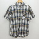 G■ビームス/BEAMS BMING 半袖BDシャツ/チェック柄【M】紺/men's/102【中古】■(4)