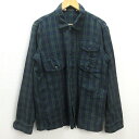 G■ビームス/BEAMS 長袖シャツ/チェック柄【L】緑系/men's/136【中古】■(4)