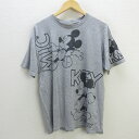 z■ディズニー/Disney ミッキープリントTシャツ灰/men's/17■