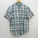 z■エルエルビーン/L.L.Bean 半袖BDシャツ/チェックシャツ【M】緑/men's/31【中古】■(4)