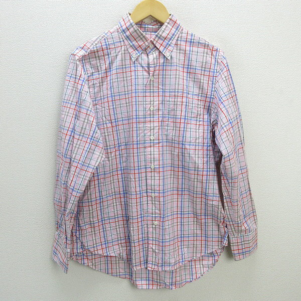 z■シップス/SHIPS 長袖BDシャツ チェック柄【L】ピンク/men's/48【中古】■