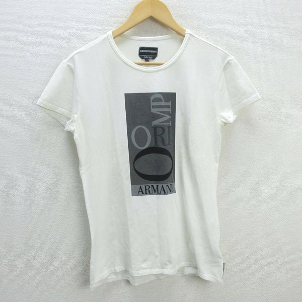 z■エンポリオアルマーニ/EMPORIO ARMANI SexyFit/プリントTシャツ【L】白/LADIES/43【中古】■