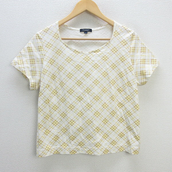 z■バーバリー/BURBERRY LONDON チェック/Tシャツ【5】黄系/LADIES/34【中古】■