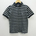 s■フレッドペリー/FREDPERRY ボーダー柄 半袖鹿の子地ポロシャツ【S】黒/MENS/131【中古】