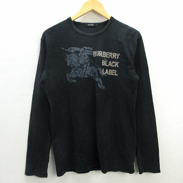 y■バーバリーブラックレーベル/BURBERRY BLACK LABEL ロングスリーブTシャツ/ロンT■黒【3】MENS三陽商会 /35【中古】