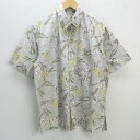 G■マンゴー/MANGO 半袖BDシャツ/花柄【L】灰系/men's/128【中古】■