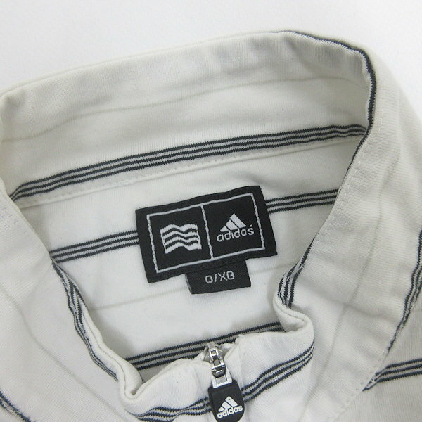 H■アディダス テーラーメイド/adidas ボーダー柄 ハーフジップ 長袖モックネックシャツ【O/XG】白/MENS■52【中古】