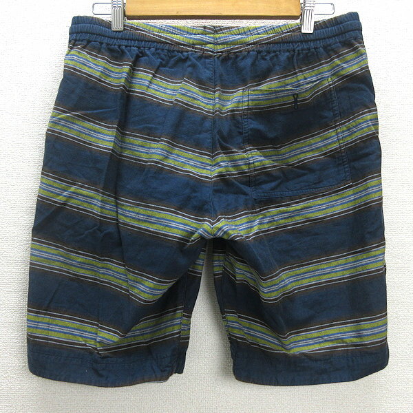 G■ナノユニバース/nano universe ハーフパンツ/マルチボーダー コットン【L】紺/men's/113【中古】■