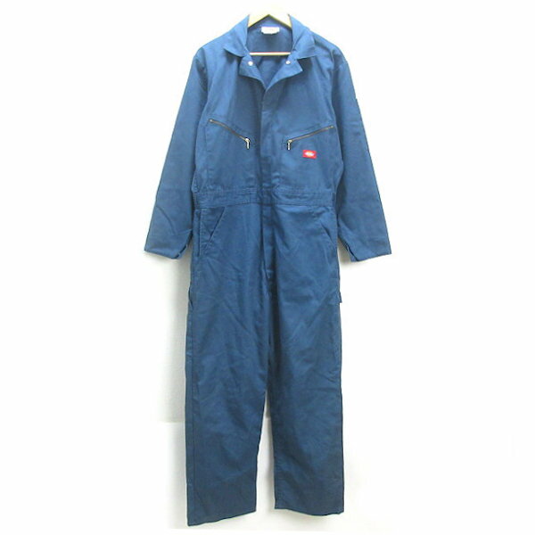 H■ディッキーズ/Dickies つなぎ カバーオール 長袖オーバーオール オールインワン 作業着【44】紺/MENS■5【中古】
