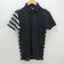 G■ナイキ/NIKE GOLF DRY-FIT 半袖ドライポロシャツ/ゴルフウェア【S】黒灰/men's/66【中古】■