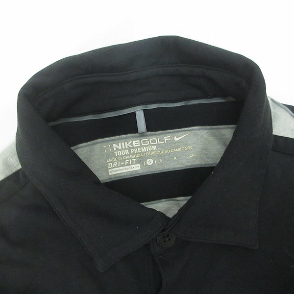 G■ナイキ/NIKE GOLF DRY-FIT 半袖ドライポロシャツ/ゴルフウェア【S】黒灰/mens/66【中古】■