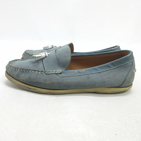 Q■【 27cm程度 】タケオキクチ/TAKEO KIKUCHI 本革スエード ローファーシューズ■水色/MENS/4【中古】