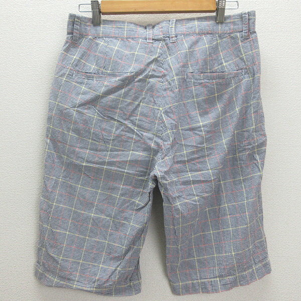 G■エクストララージ/XLARGE ハーフパンツ/チェック柄【32】紺/men's/76【中古】■