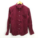 A■YANUK/ヤヌークY-SHIRT 57153801長袖ガーゼシャツ■エンジ【S】MENS/細身【中古】