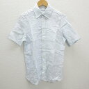 Z■インターナショナルギャラリー ビームス/BEAMSリネン半袖ボタンダウンシャツ■水色【メンズM】MENS/37【中古】(4)