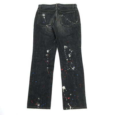 ★ラウンジリザード/LOUNGELIZARDペイント加工ブラックデニムパンツジーンズ【2】MENS【中古】