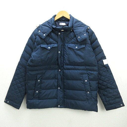 ☆☆ フィラ/FILA フード付き 中綿ジャケット/ジャンパー【L】紺MENS/97【中古】 ☆☆ フィラ/FILA フード付き 中綿ジャケット/ジャンパー【L】紺MENS/97【中古】