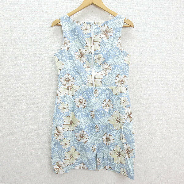 ★USA製 ベアフットインパラダイス/BaReFooT IN PaRaDISE ノースリーブワンピース【M】ハイビスカス・パイナップ柄/129【中古】