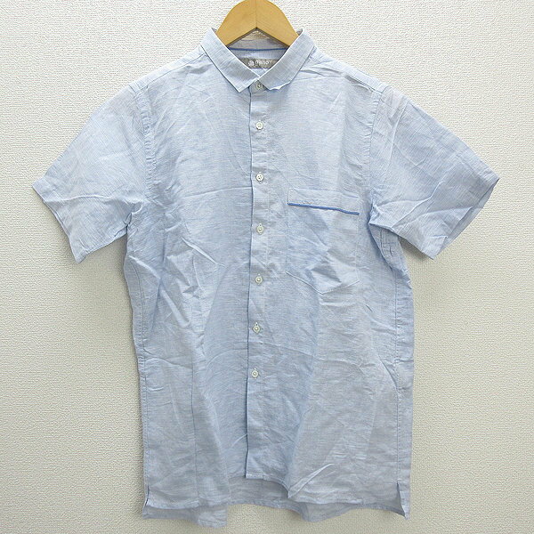 WW★ ナノユニバース/nano&co nano universe 半袖リネンブレンドシャツ【S】水色MENS/33【中古】