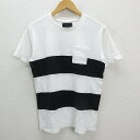 Z■ナンバーナイン/NUMBER(N)INE切り替えボーダー ポケットTシャツ■白/黒【メンズM】MENS/79【中古】(4)