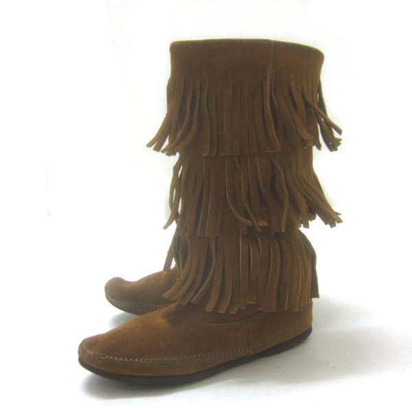 【7】ミネトンカ/MINNETONKA 3LAYER FRINGE BOOTフリンジブーツ【中古】