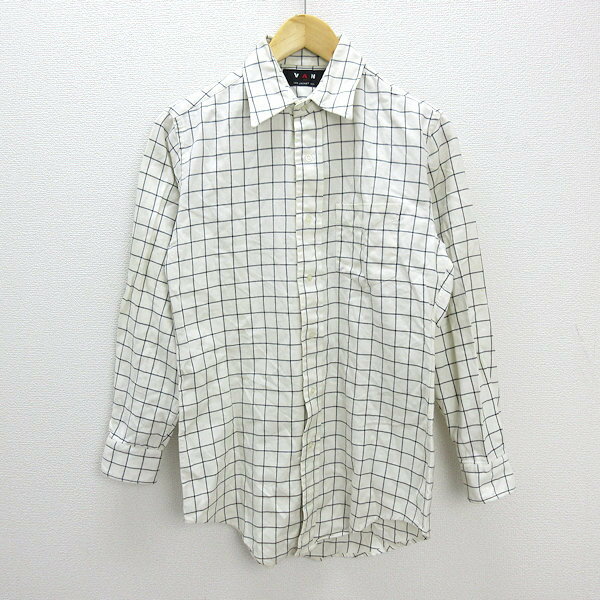 ●80年代 古着女子■ヴァン/VAN JACチェック柄 長袖シャツ■白【LA】LADIES/レディース/レトロ【中古】