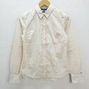 Z■トミーヒルフィガー/TOMMY HILFIGER ストレッチ フリル長袖シャツ■ベージュ【レディース】LADIES/ブラウス4【中古】