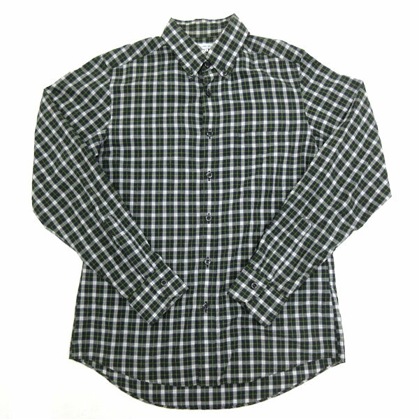 ユナイテッドアローズ/Green Label Relaxingシアサッカー地 チェック柄 長袖シャツ【S】★緑MENS/T【中古】