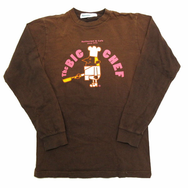 ランドリー/Laundry　the BIG CHEFプリント長袖Tシャツ/カットソー☆茶【S】MENS【中古】