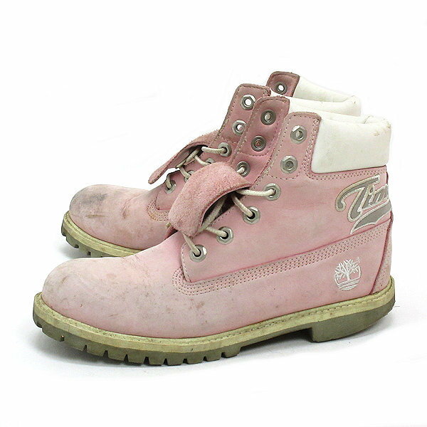 T■【US5】ティンバーランド/TIMBERLAND 22956Mレザーワークブーツ■ピンクLADIES【中古】